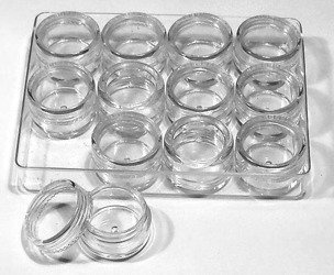 Zestaw 12 szt pojemniczków na ozdoby próbki w kasetce