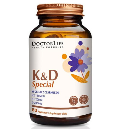 K2 & D3 organiczny olej kokosowy 130ug K2 mk-7 & 2000iu D3 suplement diety 60 kapsułek