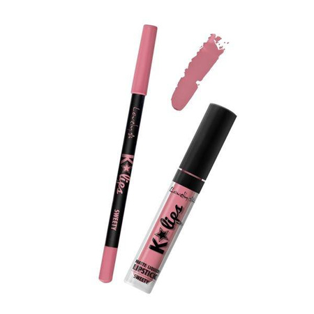 K-Lips Matte Liquid Lipstick & Lip Liner zestaw do wykonywania makijażu ust 1 Sweety