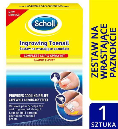 Scholl zestaw na wrastające paznokcie do stóp klamry i spray