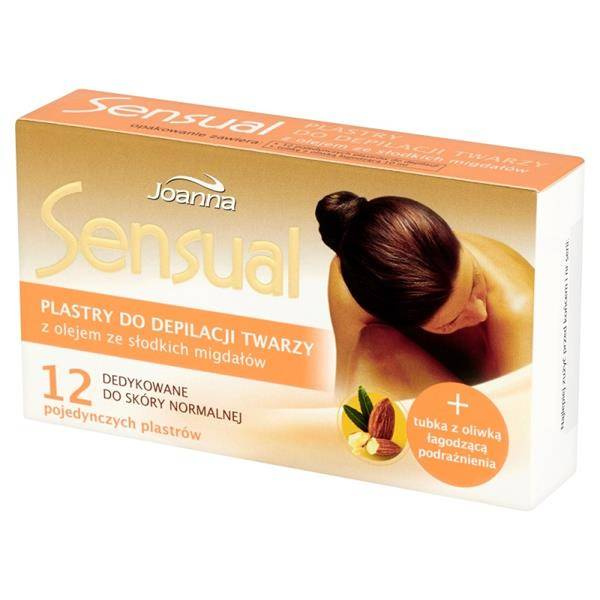 Sensual plastry do depilacji twarzy Olejek Migdałowy 12szt + oliwka