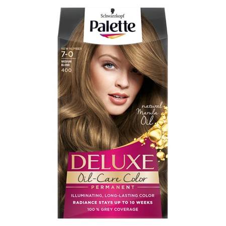 Deluxe Oil-Care Color farba do włosów trwale koloryzująca z mikroolejkami 400 (7-0) Średni Blond